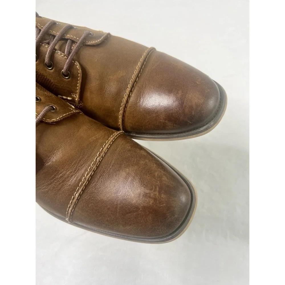 Steve Madden Mens Jagwar Cap Toe Oxford Brown Leather Dress Casual Shoes Sz 9.5‎